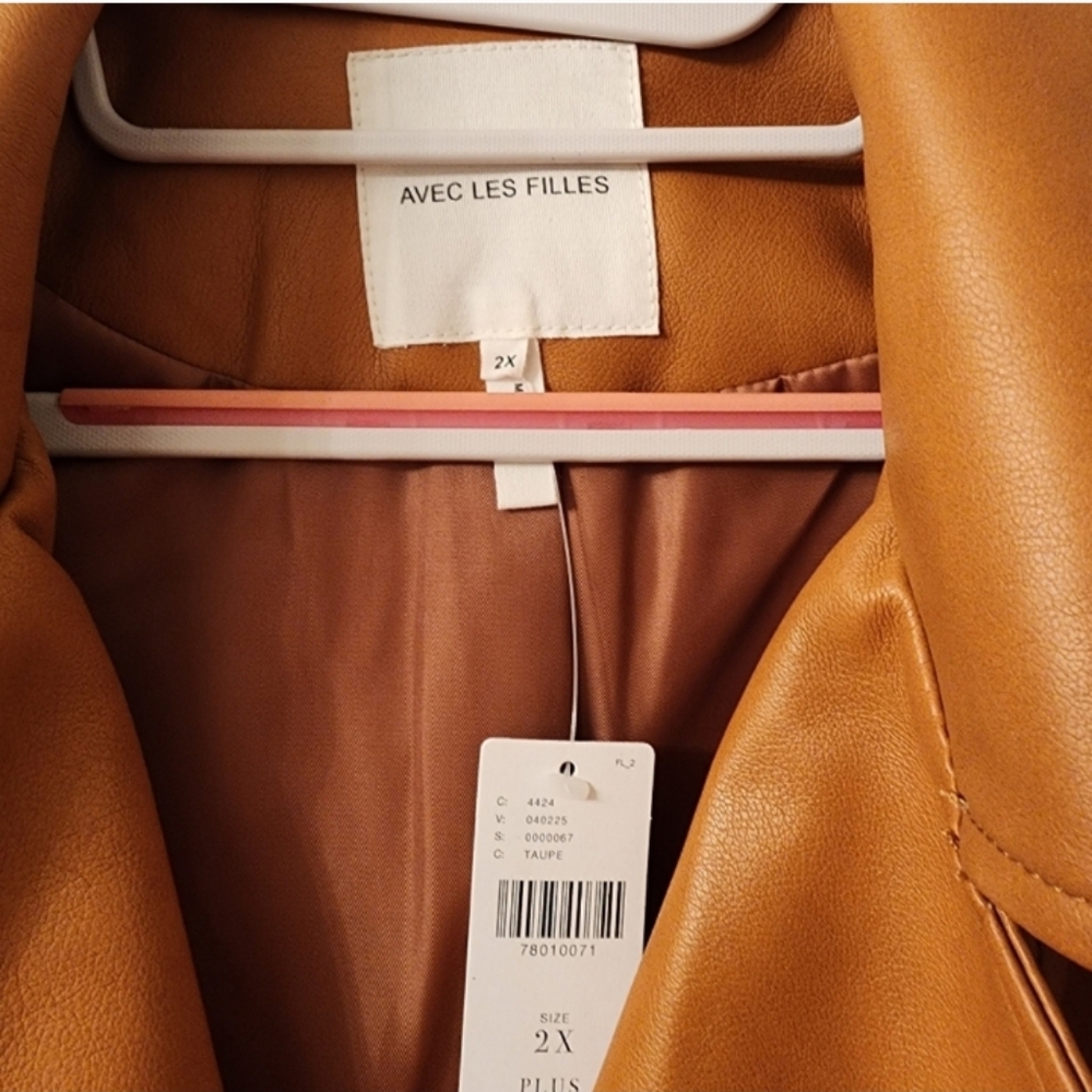 Anthropologie Caramel Faux Leather Jacket Plus Size 2Xl NWT - Picture 6 of 9